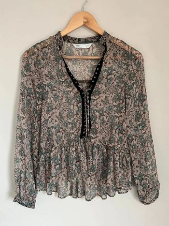 Blouse transparante rose