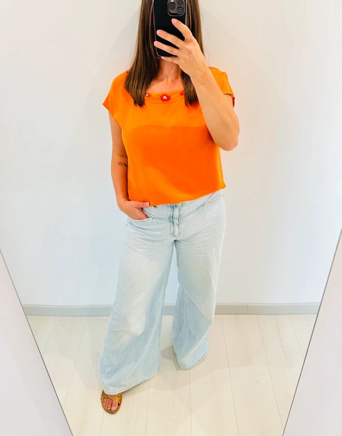 🌸Top en soie - orange 🌸
