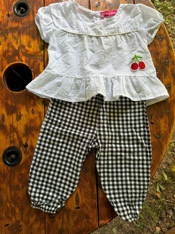 Ensemble tunique + pantalon vichy noir - 18 mois