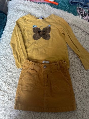 Ensemble jupe tee shirt 6 ans moutarde okaidi idéal rentrée