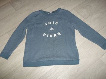 Sweat shirt CAMAIEU bleu outremer et mention "Joie de vivre" 40 TBE