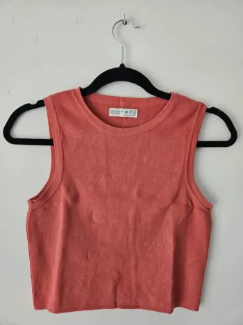 Crop top ras de cou rose corail Primark taille 38/M