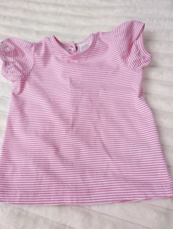 T-shirt 80 cm rose et blanc
