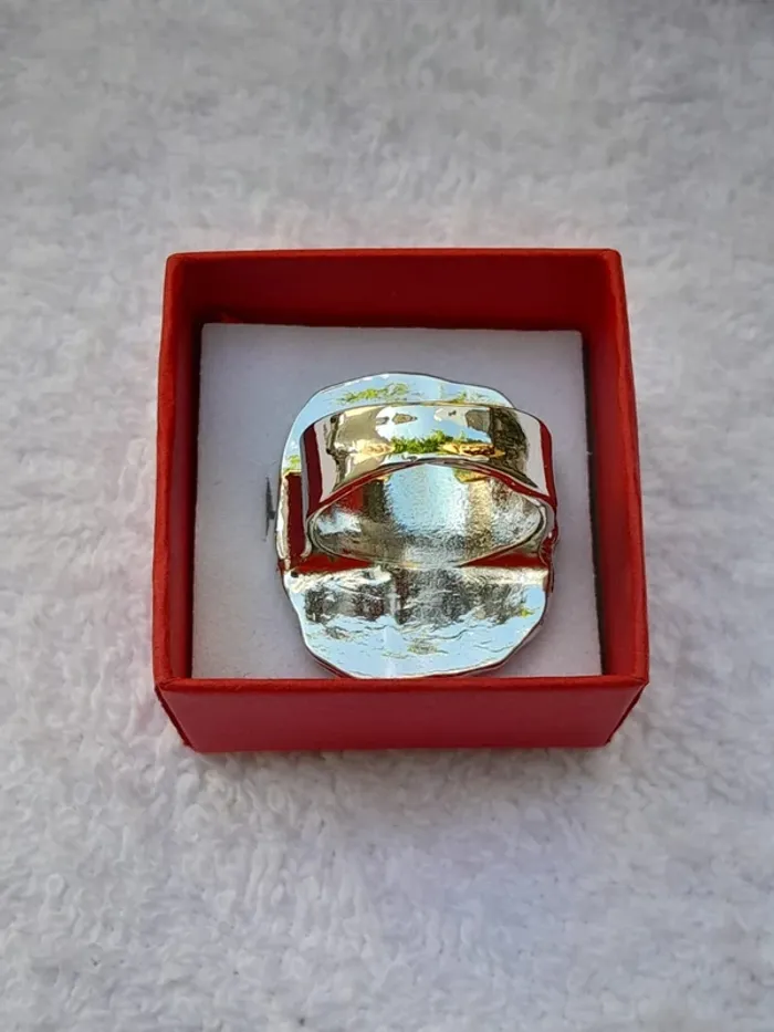 Grande bague ovale, pierre couleur noire,  taille 60 - photo numéro 3