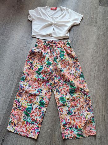 Ensemble fille été tee shirt court avec pantalon