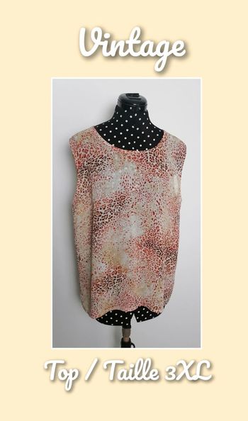 Blouse légère fluide léopard safari rouge beige blanc Taille 3XL Vintage