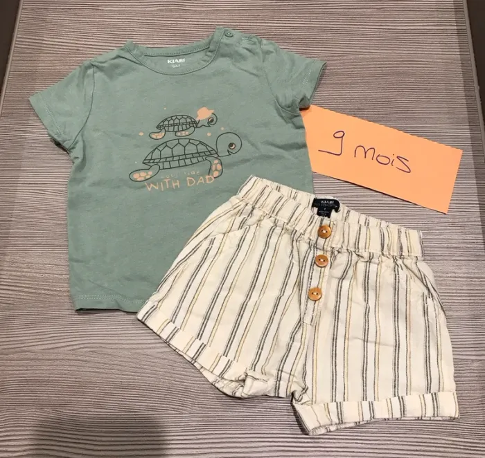 Teeshirt + short 9 mois Kiabi 🍋