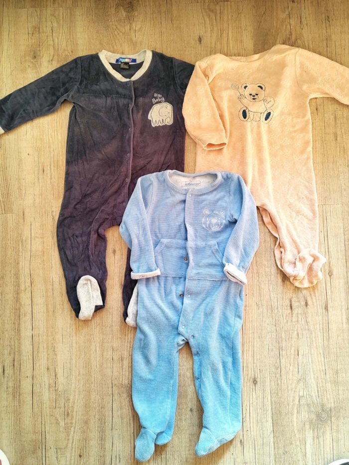 Lot de 3 grenouillères en velours