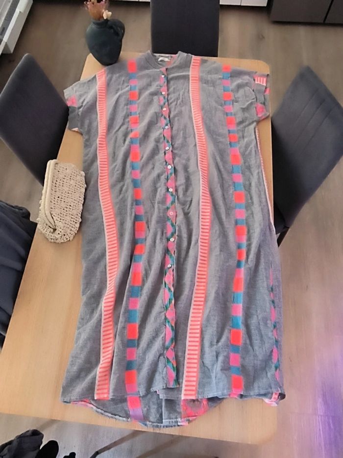 Robe coton oversize broderie 36 au 54