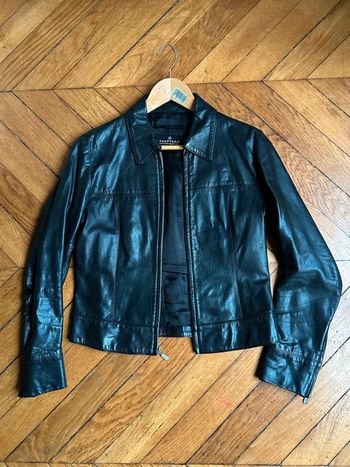 Veste en cuir véritable Nafnaf taille 38/40, couleur noire