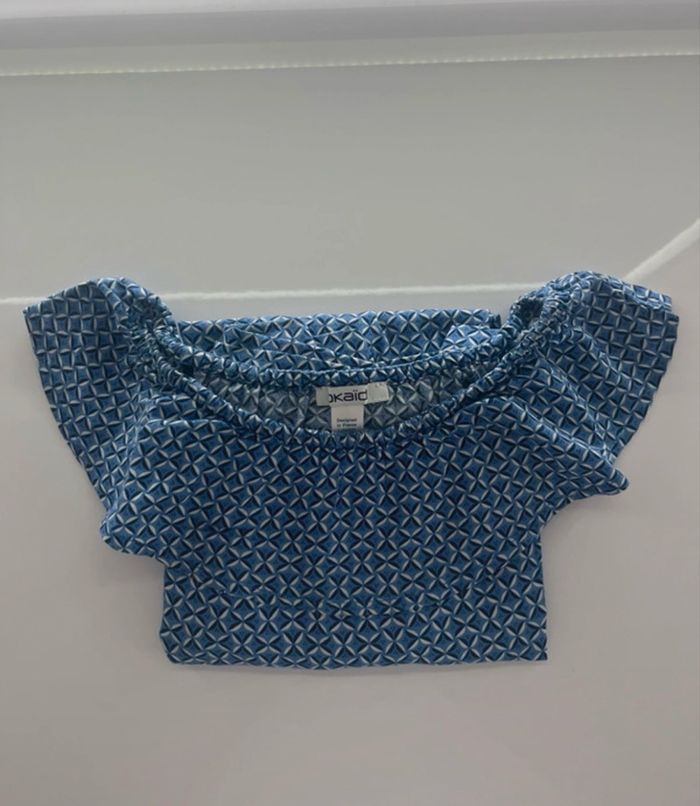 Combishort bleue à motifs Okaïdi (8 ans) avec col volanté - photo numéro 4