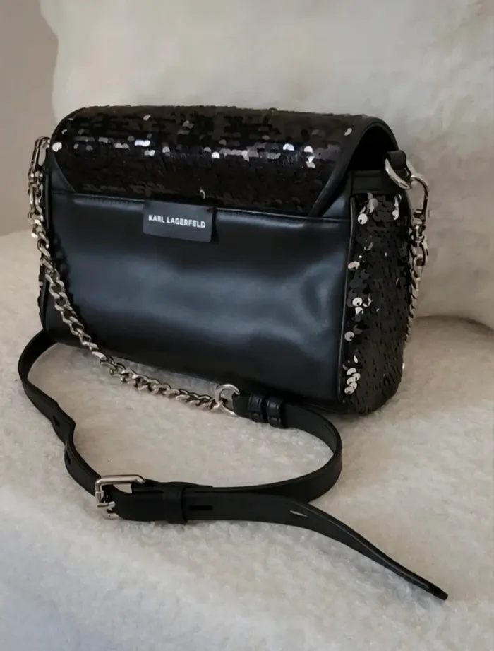 Sac en cuir et sequins réversibles. Bandoulière amovible. Karl Lagerfeld authentique. Neuf 🥰 - photo numéro 3
