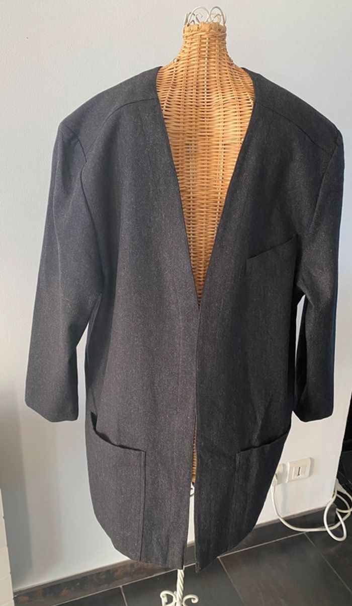 Veste vintage 100 % laine gris anthracite taille 40 - photo numéro 2