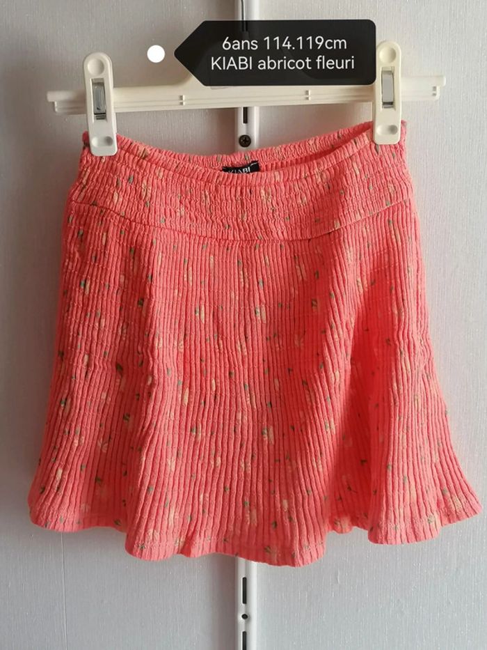 Jupe printemps été abricot fleuri 6ans 114.119cm
