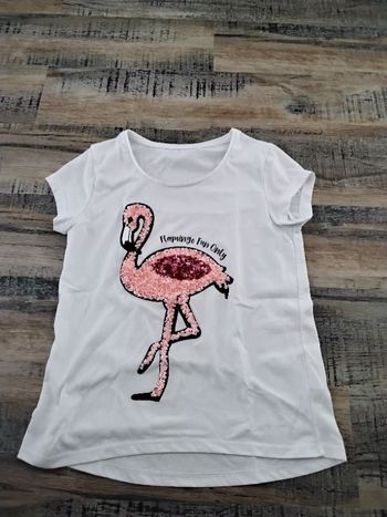 T-shirt blanc flamand rose