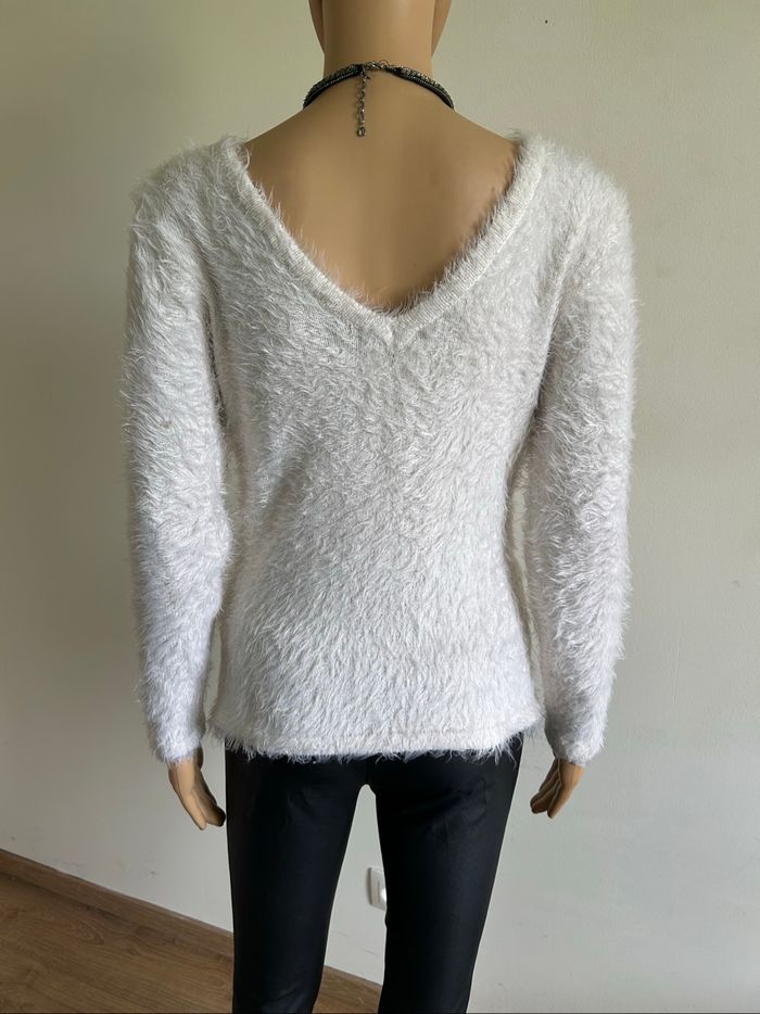 Pull blanc tout doux à manches longues Morgan taille L comme neuf - photo numéro 5