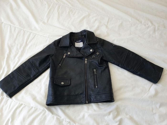 Veste rock en simili cuir noir fille taille 6 ans - photo numéro 2