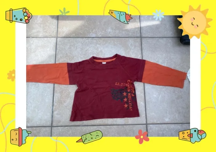 T shirt 2 ans orange bordeaux - photo numéro 3