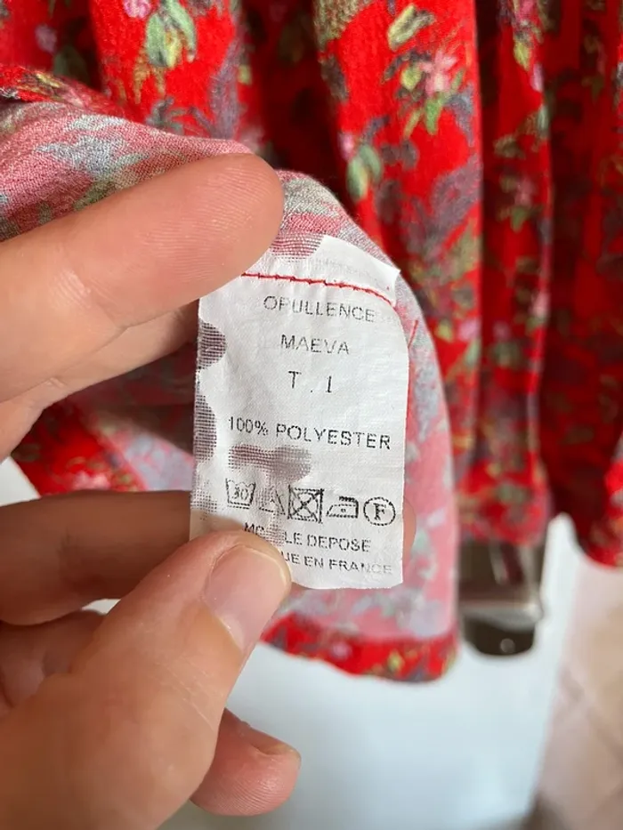 Robe opullence rouge à fleurs T1 - photo numéro 4