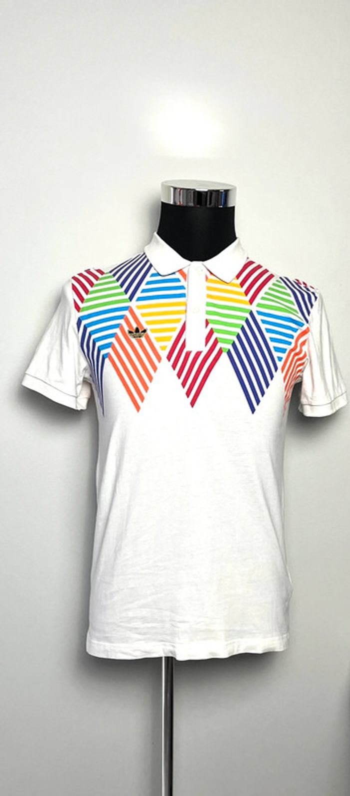 Polo/t.shirt blanc et arc en ciel Adidas pour homme en taille S - photo numéro 2