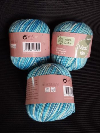 * 3 pelotes bleu ciel turquoise bleu océan blanc Mixed fine par Alison & Mae