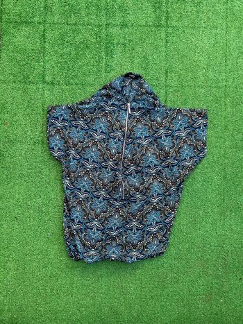 Blouse manche courte Mim femme S zip imprimé ethnique bleu