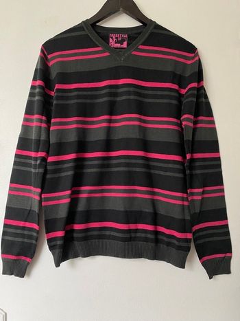 Pull col V à rayures