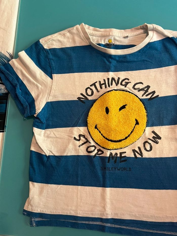 T shirt rayé smiley - photo numéro 2