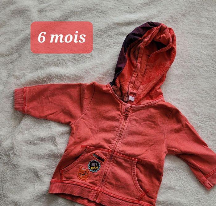 Gilet à capuche corail DPAM - 6 mois (67 cm)