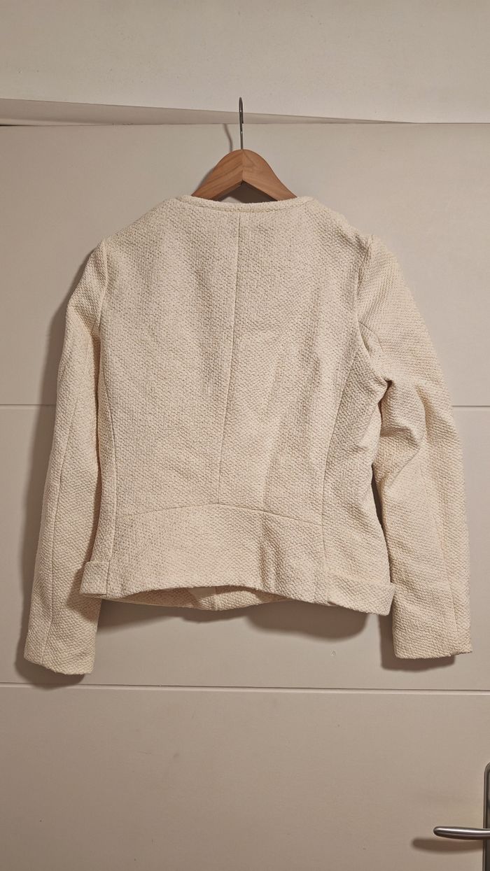 Veste zippée tweed écrue H&M taille 38 - photo numéro 2