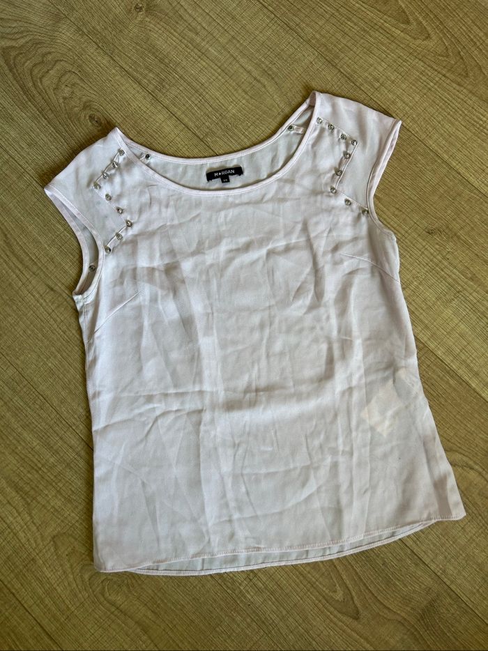 Blouse rose claire à manches courtes Morgan taille 36 TBE - photo numéro 7