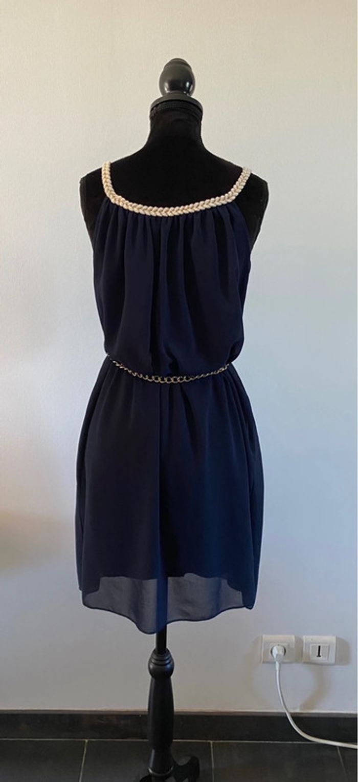 Robe été Made in France fluide marine dorée avec col tressé taille S / M - photo numéro 2