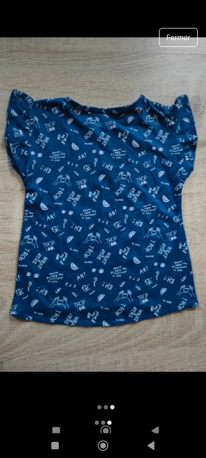T-shirt Neuf fille Gémo imprimé recto verso 6 ans - photo numéro 3