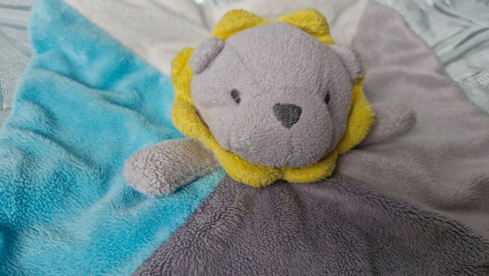 Doudou plat lion gris bleu Obaibi - photo numéro 4