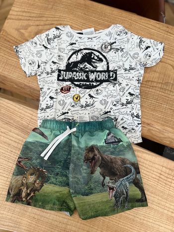 Ensemble 6 8 ans H&M t-shirt short été bain dinosaures jurassik Park world