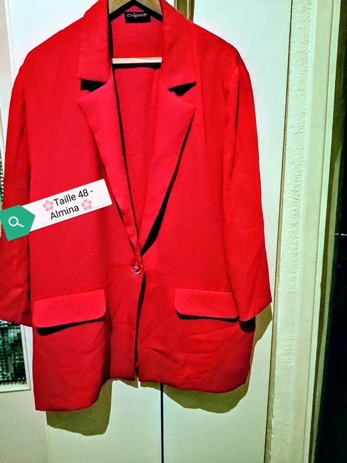 🌸👍Vintage 👍#Veste #tailleur rouge /bordeaux "Almina" Taille 48🌸