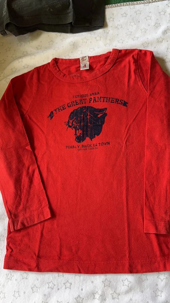 T-shirt manches longues rouge 4/5 ans garçon Bellerose