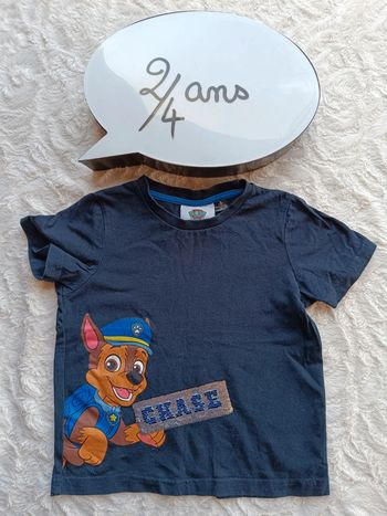 Tee shirt chemise manches courtes Garçon 2/4 ans Chase Pat patrouille Paw Patrol Nickelodeon