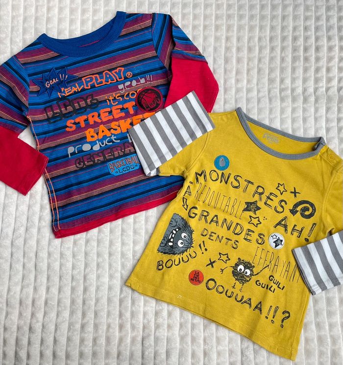 Tee-shirts garçon manches longues, 2 ans (lot de 2)
