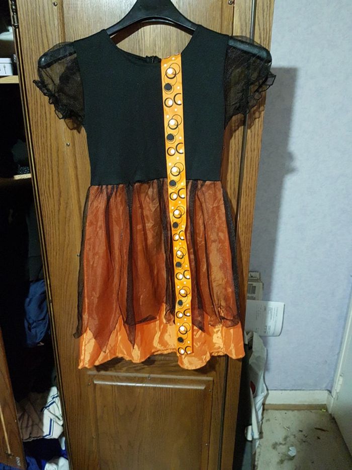 Déguisement Halloween  petite sorcière  orange  6-8 ans - photo numéro 5
