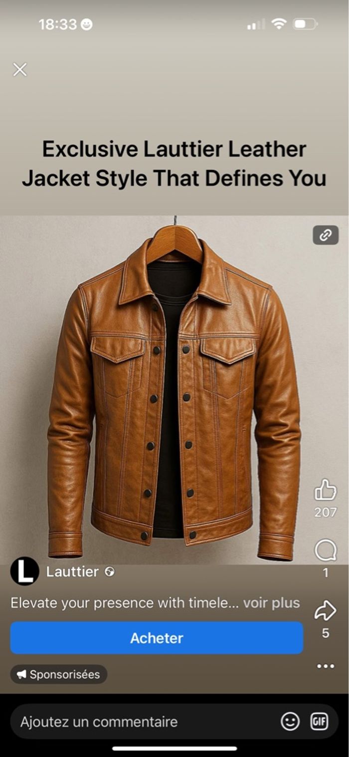 Blouson cuir camel