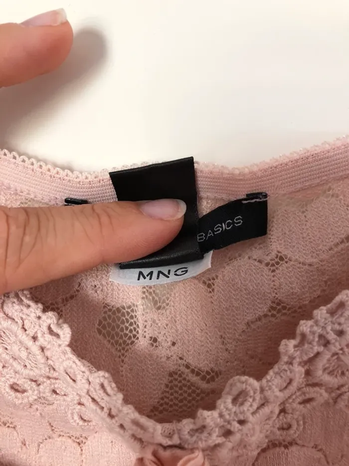 Top à bretelles rose poudré en dentelle Mango tailleM - photo numéro 6
