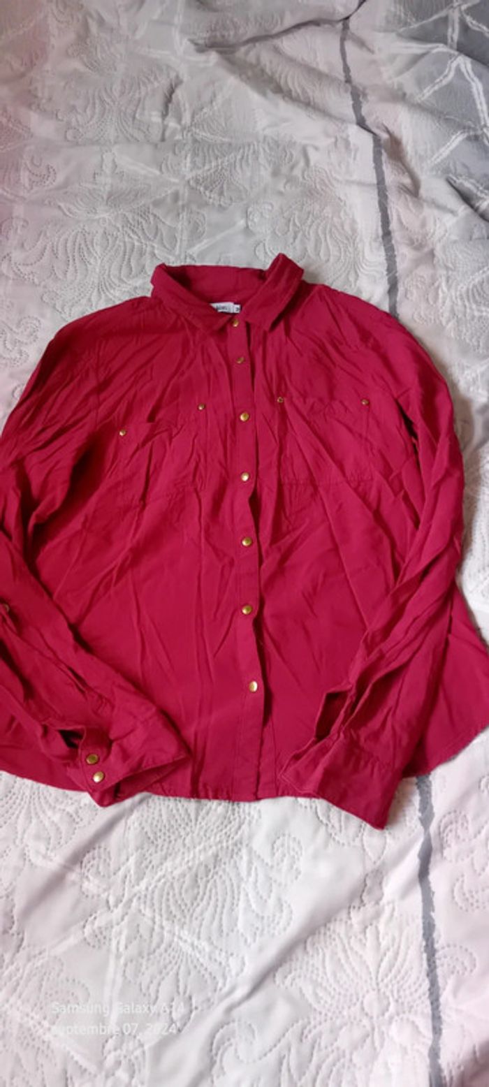 Chemise boutons dorés manches réglables framboise femme M manoukian - photo numéro 9