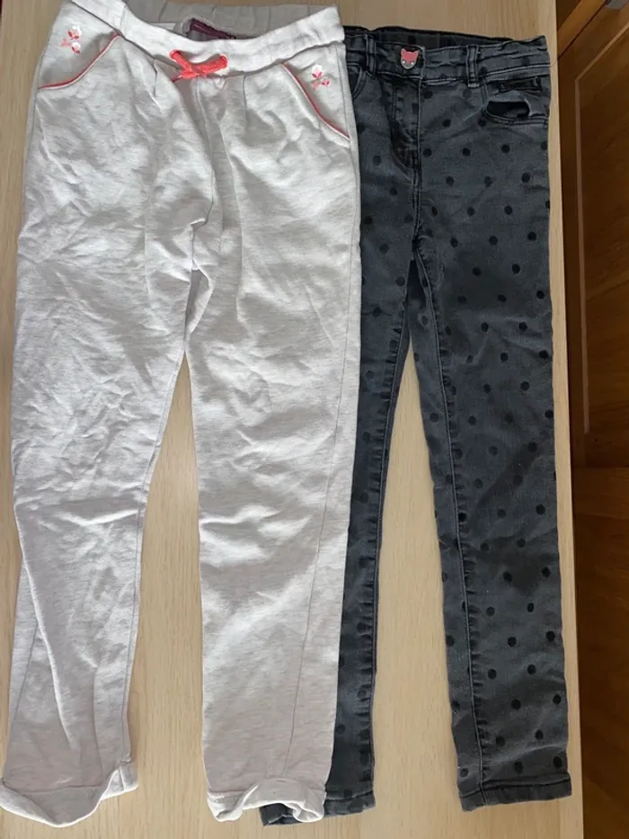 Jean pantalon noir dpam jogging survêtement gris fleurs sergent major 8 ans - photo numéro 2