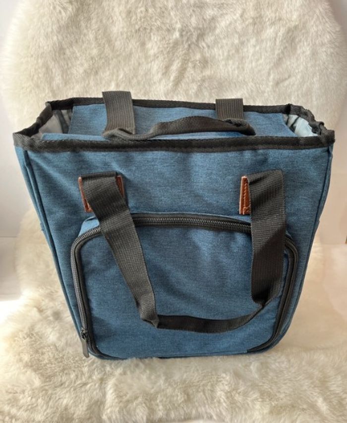 Sac rangement scrapbooking 28 x 28 x 12 cm bleu, Blue jeans - photo numéro 4