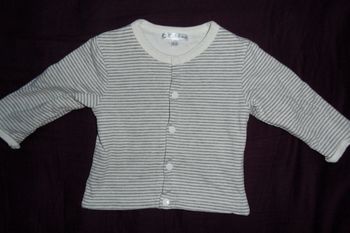 gilet coton rayé mixte, Kitchoun, taille 3 mois