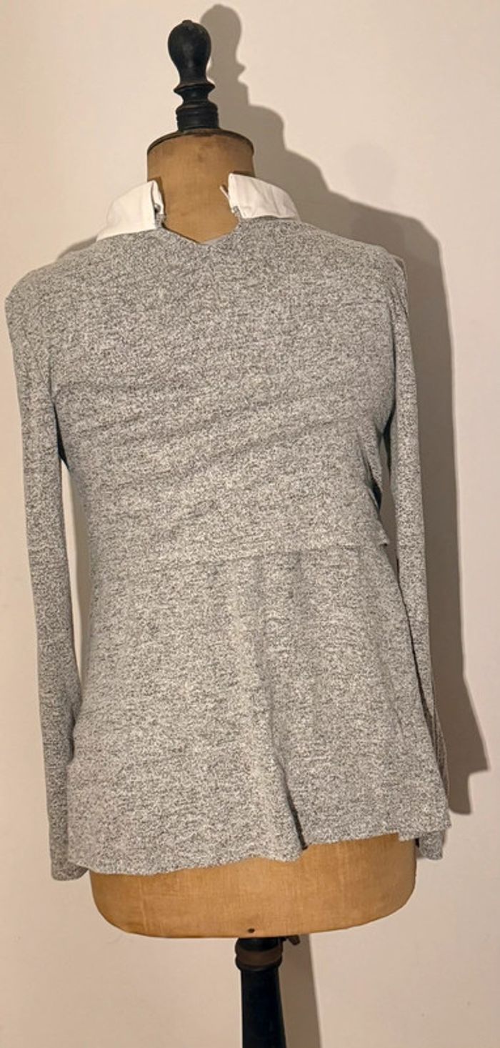 Haut allaitement Kiabi M gris chiné col blanc - photo numéro 2