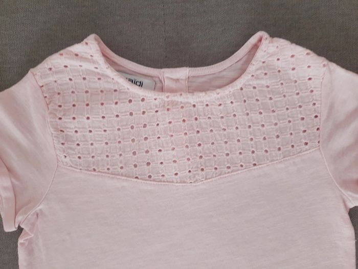 T-shirt manches courtes Okaïdi 5 ans rose clair avec haut ajouré - photo numéro 2
