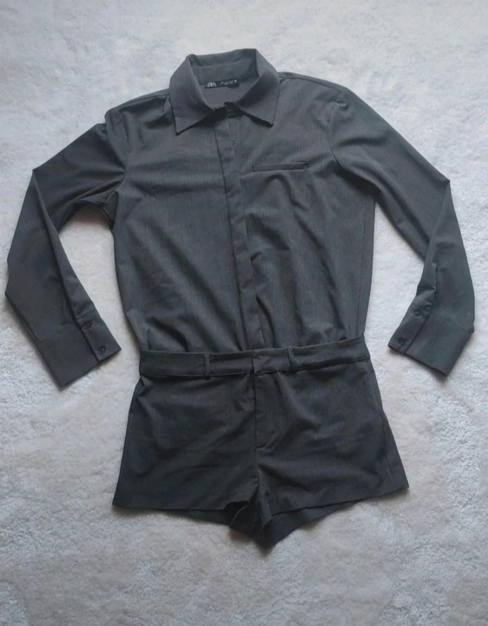 Magnifique combinaison short chemisier Zara gris S - photo numéro 5