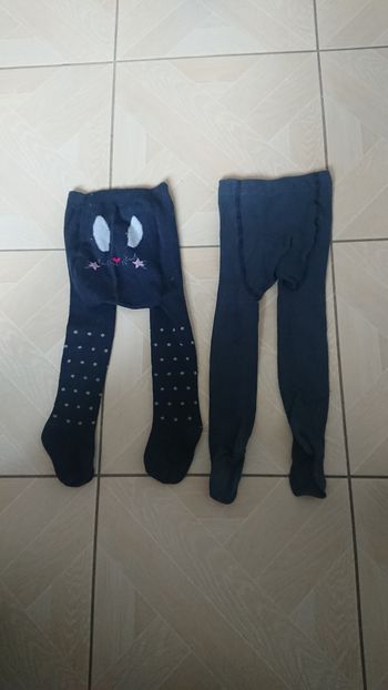 Lot de 2 collants en laine bleu